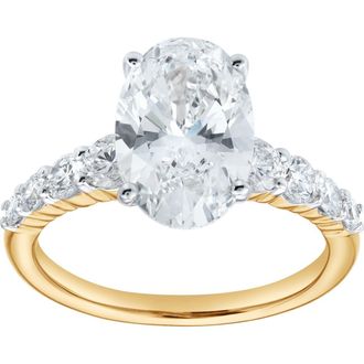 LuvMyJewelry Julia 14K Yellow Gold Oval Lab Grown Diamond Engagement Ring - 3.7 Ct at Nordstrom, Size 6.5