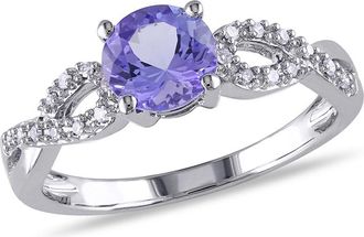 Amour 1/10 CT TW Diamond and Tanzanite Infinity Engagement Ring In 10K White Gold