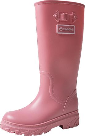 Pangolin Womens Fashion Knee High Rain Boots Womens Slip Resistant Wellingtons Waterproof Boots Rain Shoes Outdoor Work Rubber Chelsea Boots Pink 5 UK