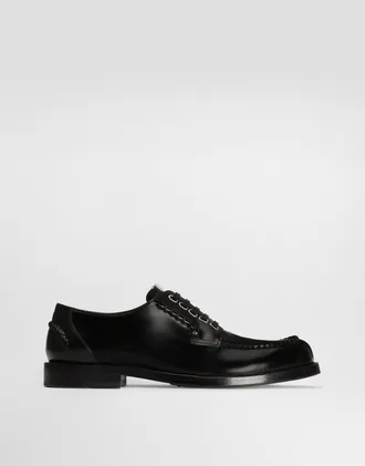 Dolce & Gabbana Calfskin Derby Shoes - Man Lace-ups Black 41.5