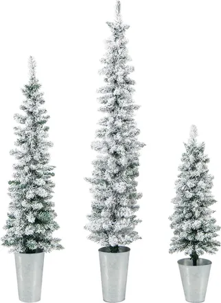 Costway Costway Conjunto De 3 &Aacute;rboles De Navidad Artificiales, 90cm/120cm/150cm, &Aacute;rboles De Navidad Nevados Con 120/140/160 Puntas De Ramas, Barriles De Metal