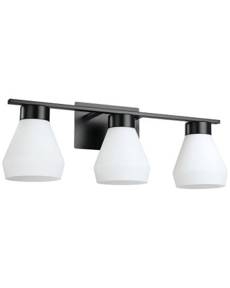 Eglo Eglo Copely 3 Light Bath/Vanity Light With Matte Black Finish & White Glass Shades