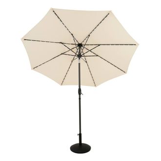 MonsterShop LED Tilt Parasol 2.7m With Tilt Base - Cream in Beige
