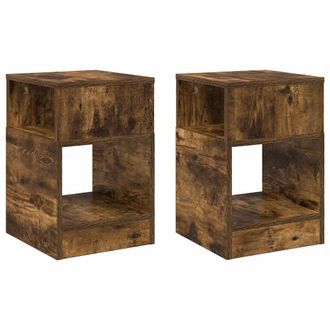 vidaXL Mesa Auxiliar 2 Pcs Roble Ahumado 30,5 X 30 X 45 Cm Vidaxl