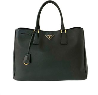 Prada Black Leather Handbag Tote Bag (Pre-Owned)