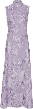 Rotate ROTATE Birger Christensen, Maxi Dresses, female, Purple, Size: S Lavender Aura Flower Mesh Maxi Dress