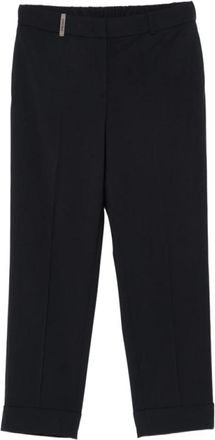 PESERICO Broek met riemlussen - Dames - Straight fit broeken - Blauw - XL - Broeken