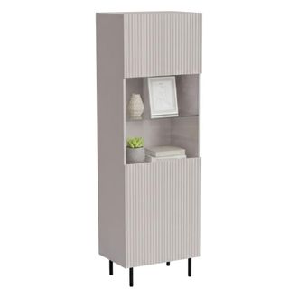 Dmora Vitrina Luzzana, Vitrina De Sal&oacute;n Con Puerta De Cristal Y Detalle, Elevada Del Suelo, 60 X 42 H 183 Cm, Beige