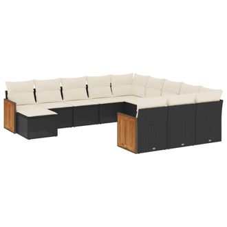 vidaXL Vidaxl - Set Divani Da Giardino 12 Pz Con Cuscini Nero In Polyrattan
