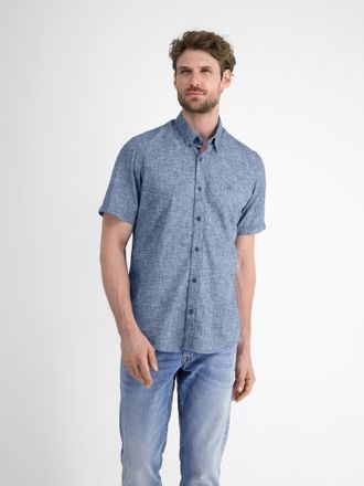 Lerros Kurzarmhemd LERROS LERROS Kurzarmhemd mit verdecktem Button-down-Kragen, Herren, Gr. 3XL, Normalgr&ouml;ssen, blau (space blau), 60% Polyester, 40% Baumwol