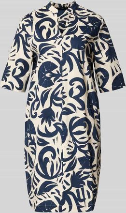 Oui Knielanges H&auml;ngerkleid mit Tunikakragen in Beige Melange, Gr&ouml;&szlig;e 36