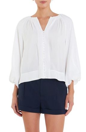 English Factory Gathered Front Button Top in Off White at Nordstrom, Size X-Small