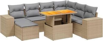 vidaXL Juego De Sof&aacute;s De Jard&iacute;n Con Cojines Beige 8 Pzas Rat&aacute;n Pe Vidaxl