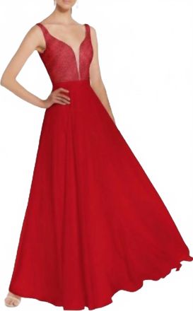 Alyce Paris Chiffon A-Line Dress In Red