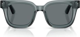 Emporio Armani 49mm Irregular Sunglasses in Transparent Grey /Dark Blue at Nordstrom