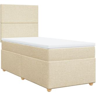 vidaXL Vidaxl - Cama Box Spring Con Colch&oacute;n Tela Color Crema 90x190 Cm