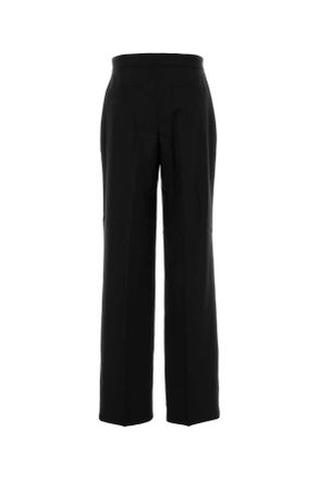 Tory Burch Womens Black Stretch Wool Wide-Leg Pant Shell : Polyester Pantaloni Trousers