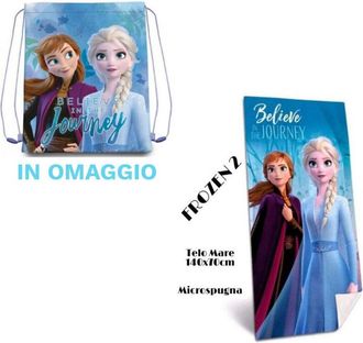 Trade Shop Trade Shop - Telo Mare In Cotone Frozen 2 + Sacca In Omaggio Asciugamano Per Mare Piscina