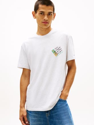 Tommy Jeans T-Shirt TOMMY JEANS TJM REGULAR SIGN SHIFT, Herren, Gr. XXL, ice grau heather, Single Jersey, Obermaterial: 100% Baumwolle, unifarben, regular fit nor