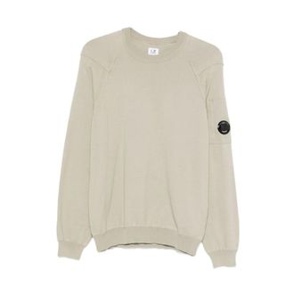 C.P. Company Round-neck Knitwear, male, Beige, Size: 2XL Cotton Sweater