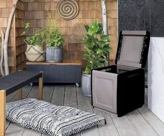 Dmora Baule Contenitore Multiuso Polipropilene, Box Portatutto, 100% Made In Italy, Cm 54x53h57, Colore Grigio, Con Imballo Rinforzato - Dmora