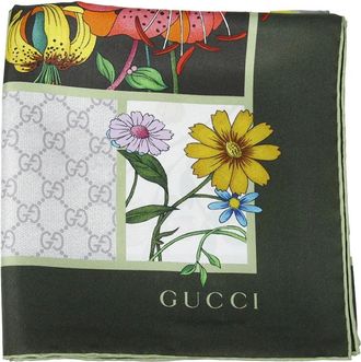 Gucci floral-print scarf - women - Silk - One Size - Green