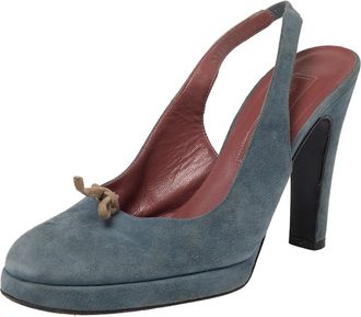Sergio Rossi Blue Suede Slingback Sandals