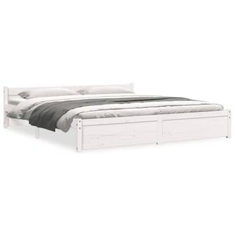 Berkfield Home Bed Frame White Solid Wood 180x200 cm Super King Size