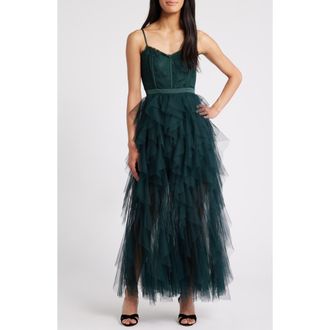 Chelsea28 Corset Lace & Tulle Gown in Green Ponderosa at Nordstrom Rack, Size X-Large