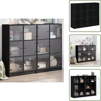 vidaXL Libreria con ante in vetro - vidaXL Libreria con Ante Nera 136x37x109 cm in Legno Multistrato - Libreria con scomparti