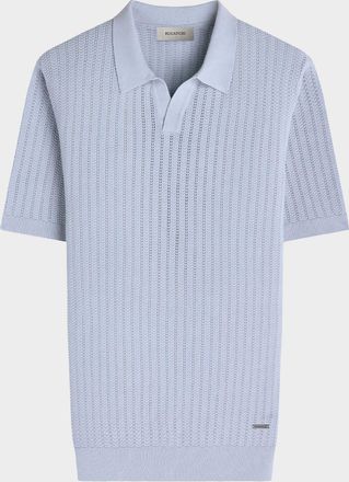 Bugatchi Men & apos;s Pointelle Rib Johnny Collar Short-Sleeve Sweater