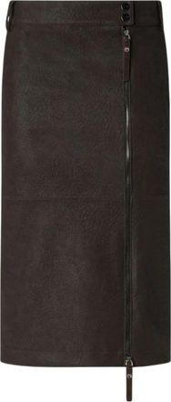 Pinko Leren Rok - Dames - Leren & Su&egrave;de rokken - Bruin - M - Leer - Rokken