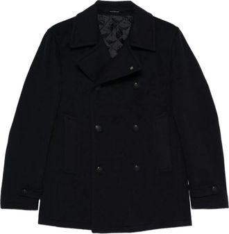 Tagliatore Monaco Double-Breasted Coat - Heren - Mantel - Blauw - M - Katoen - Jassen