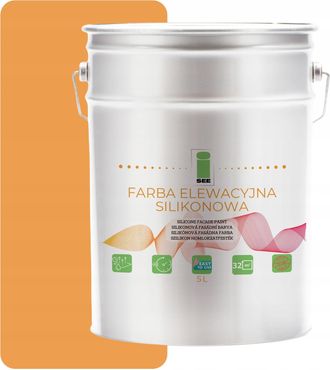 OEM Pintura De Silicona Para Fachadas, Color Amarillo Azafr&aacute;n, 5 L + Antialgas