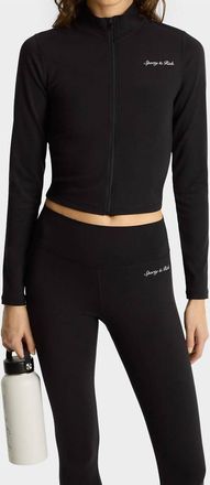 Sporty & Rich Syracuse Cropped Full-Zip Sport Jacket In Black