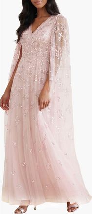 Needle & Thread Freesia Shimmer Cape Sleeve Ankle Gown in Opal at Nordstrom, Size 10