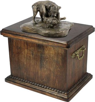 OEM Pit Bull Fight - Una Urna Para Cenizas De Perro, Una Urna Con Una Estatuilla, Una Urna Elegante En Un Estilo Cl&aacute;sico De Art-dog