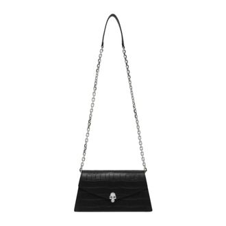 Alexander McQueen Tassen, Dames, Zwart, ONE Size, Leer, Skull Portemonnee met Ketting