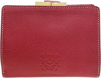 Loewe Dark Brown Red Color Leather Wallet (Bi-Fold) (Pre-Owned)