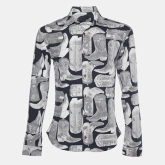 Love Moschino Grey Boots Print Poplin Shirt