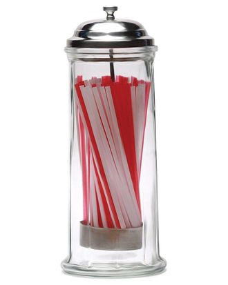 Circleware Jay Imports Glass Straw Holder With Lid - Straws Included