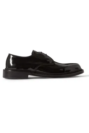 Mr P. Grosgrain-Trimmed Patent-Leather Derby Shoes