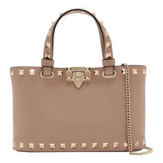 Valentino Handbags, female, Beige, Size: ONE SIZE Rockstud Mini Shopping Bag