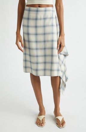Coperni Check Zero Waste Asymmetric Skirt in Blue Check Blu at Nordstrom, Size 10 Us