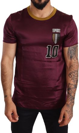 Dolce & Gabbana Mens Burgundy Satin Tshirt Sport Style - Dark Red Silk - Size EU 46 (Mens)