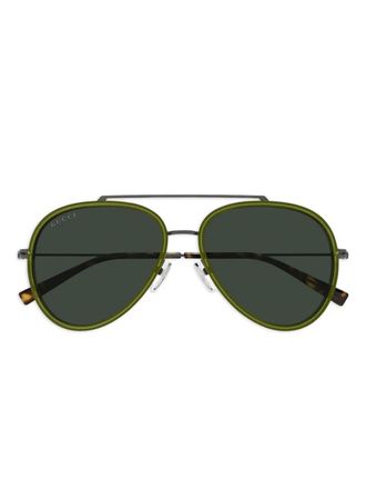 Gucci pilot-frame sunglasses - men - Metal/Acetate - 56 - Green