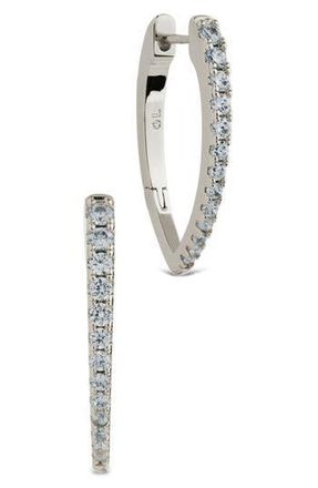Sterling Forever Kenia Cubic Zirconia Marquise Hoop Earrings in Silver at Nordstrom Rack