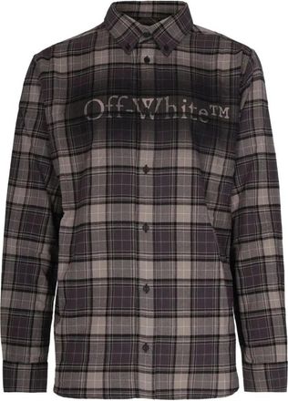 Off-white Spray Book Check Flan Regular Shirt - Heren - Casual Overhemden - Grijs - M - Overhemden