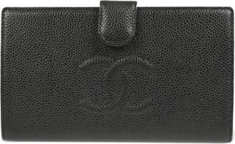 Chanel 2007 CC stitch long bifold wallet - women - Caviar Leather - One Size - Black