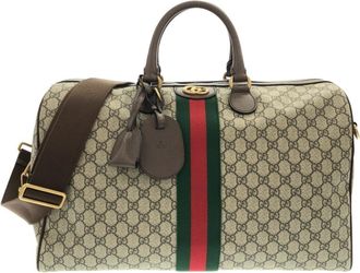 Gucci Beige Brown Gg Supreme Leather Boston Bag (Pre-Owned)